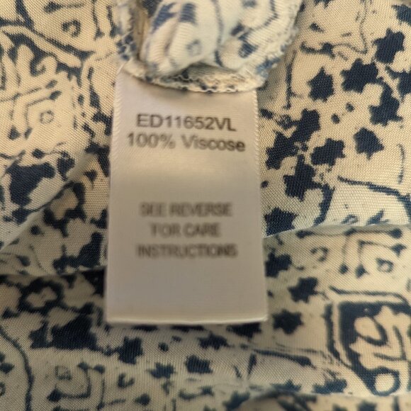 En Crème Blockprint Maxi Dress Boho Coastal Cowgirl Grandma Viscose Hippie India - Picture 7 of 10